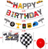 Race Car Birthday Banner and Cake Topper Racing Chequered Flag Hot Wheel Themed Birthday Party Supplies
