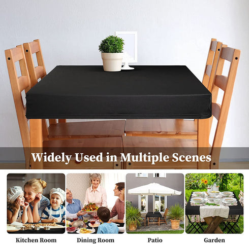 Cocktail Table Covers Spandex Square Table Cloth Stretchable Fitted Tablecloth Elastic Edge Card Table Cover Cover for Square Table Home Kitchen Coffee Bar Supplies, 34 x 34 Inch (Black, 2)