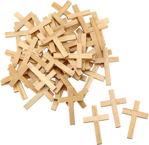 24 Pieces Natural Wooden Cross Wood Cross Pendants Mini Cross Beads for DIY Crafts Jewelry Making (Wood Color)