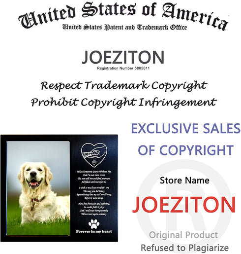 JOEZITON Pet Memorial Gift - Sympathy Gift (Opts) Personalized Metal - Pet Memorial Picture Frame 4x6 - For Loss of Dog or Cat (1B)