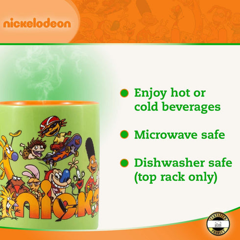 Silver Buffalo Nickelodeon 90™s Logo and Characters Ceramic Mug, 14 Ounces