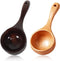 2Pcs Bath Salt Scoop Wooden Ladle Spoon Scoops for Canisters Flour Scoop Ladles for Cooking (Brown and yellow wood)