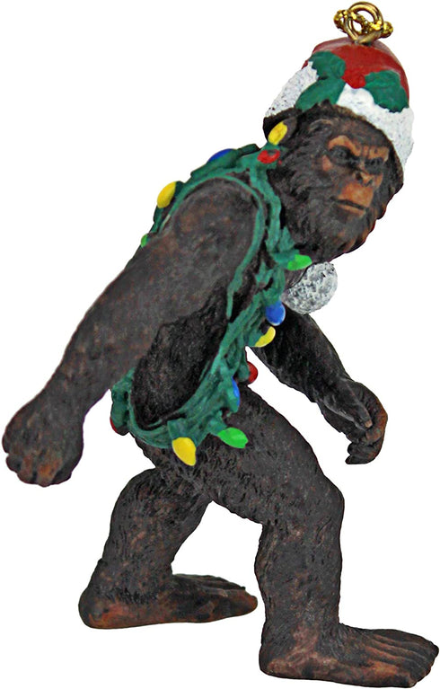 Design Toscano DB383084 Bigfoot, the Christmas yeti with Sabta's hat Funny Christmas tree decoration, polyresin, full color, 7.5 cm,Brown