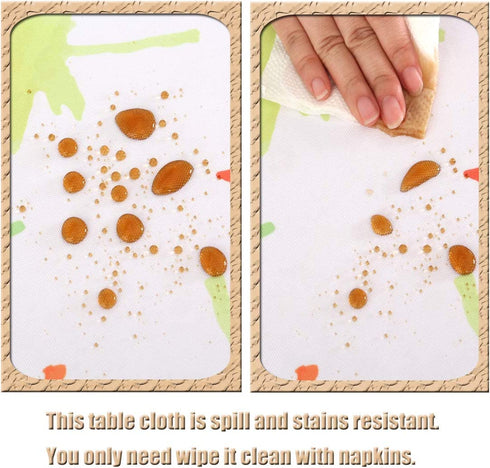 Eternal Beauty Spillproof Table Cloth Round 60" Polyester Washable Picnic Tablecloth for Outdoor Dining Table (Green Polka Dots)