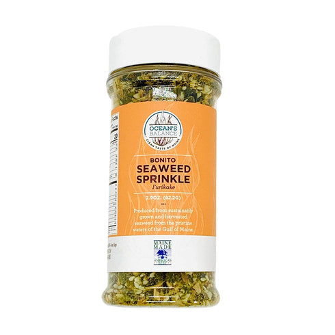 Ocean Balance Bonito Seaweed Seasoning w/ Dried, Tuna Flakes – Furikake Seasoning w/ Smoky Bonito Flakes + Maine Coast Seaweed – Great for Dashi, Tofu & Much More