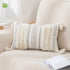 decorUhome Boho Lumbar Decorative Throw Pillow Covers for Bed Bedroom Neutral Accent Cushion Cover Grey Tufted Woven Pillow Case, 12x20, Beige and White