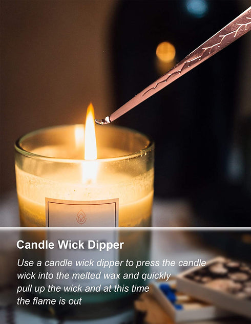 Fumaoln Candle Wick Trimmer Candle Accessory Set, 4 in 1 - Candle Wick Dipper, Wick Trimmer, Candle Snuffer and Plate Tray, Elegant Gifts for Candle & Aromatherapy Lovers - Rose Gold