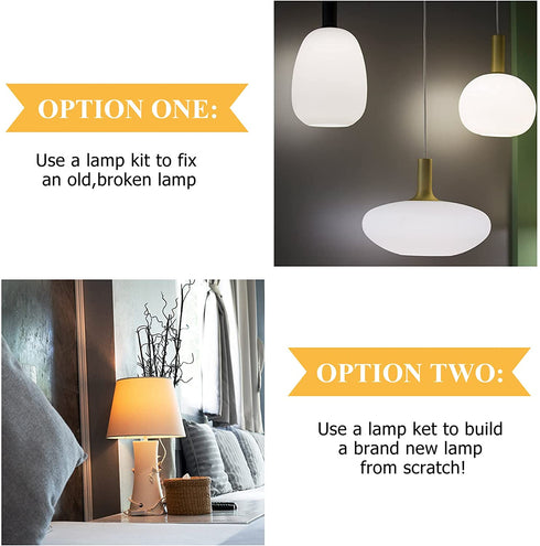 2 Pcs Lamp Light Kit Table Repair Make a Lamp Kit with 3 Way Socket DIY Lamp Wiring Parts Lamp Rewire Kit for DIY Lamp Design