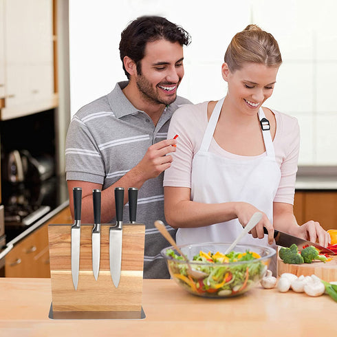 Magnetic Knife Block -- CTSZOOM Wooden Magnetic Holder Rack Magnetic Stands with Double Sided Strong Enhanced Magnets Multifunctional Storage Knife Holder