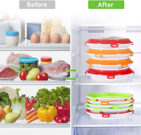 Food Preservation Trays Reusable Food Trays Stackable Food Trays Storage Container with Elastic Lid BPA Free For Refrigerator Keep Food Fresh 2Pcs (Green)