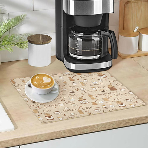 Coffee Maker Placemat Coffee Bar Mat Easy to Clean XL 18 x 24 Coffee Time