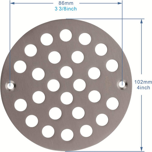 VOURUNA 4-Inch Screw-in Shower Drainer Cover Replacement Floor Strainer Floor Drain Brushed Nickel