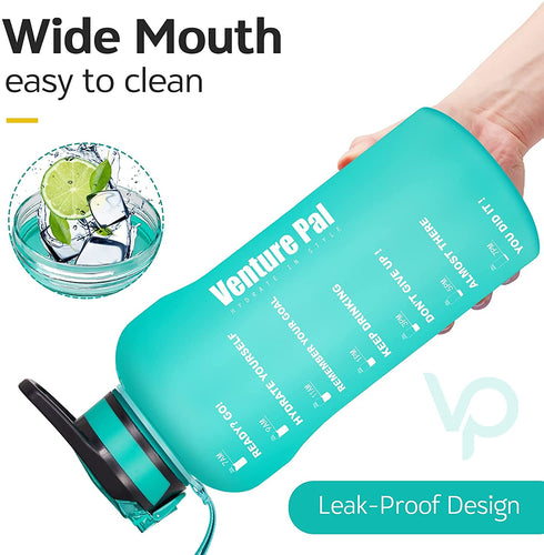 Venture Pal Water Bottle with Motivational Time Marker & Straw, BPA Free Leak Proof Water Jug to Remind You Drink More Water for Fitness and Outdoor Enthusiasts