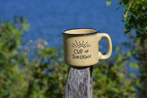 Cup Of Sunshine Cute Ceramic Campfire Coffee Mug - Campfire Gift Mug For Happy Camper - Outdoor Backpacking Mountain Camper Mugs Lovers - Cool Gifts for Friends, Moms, Christmas And Holiday Gift Cup
