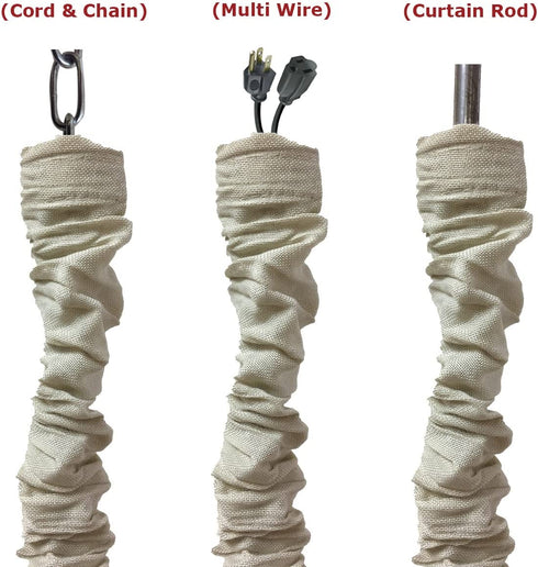 Royal Designs, Inc. CC-1-LB Beige Cord & Chain Cover 4' Linen Fabric Touch Fastener, Linen Beige