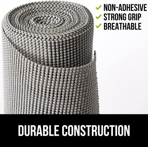 Gorilla Grip Drawer and Shelf Liner, Strong Grip, Non Adhesive Easiest Install Mat, 12 in x 20 FT, Durable Organization Liners, Kitchen Cabinets Drawers Cupboards, Bathroom Storage Shelves, Gray
