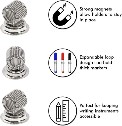 Magnetic Pen Holder Clips Refrigerator Magnet Pen Marker Clip Holder, Fridge Whiteboard Erase Board Bulletin Board Map Accessories (12 Magnet)