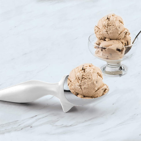 Tovolo Tilt Up Ice Cream Scoop, Ergonomically Balanced Handle, Chrome Plated, Dishwasher Safe, White