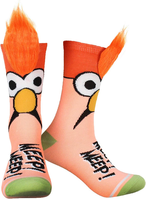 Bioworld The Muppets Beaker Meep Meep Fuzzy Hair Adult Crew Socks