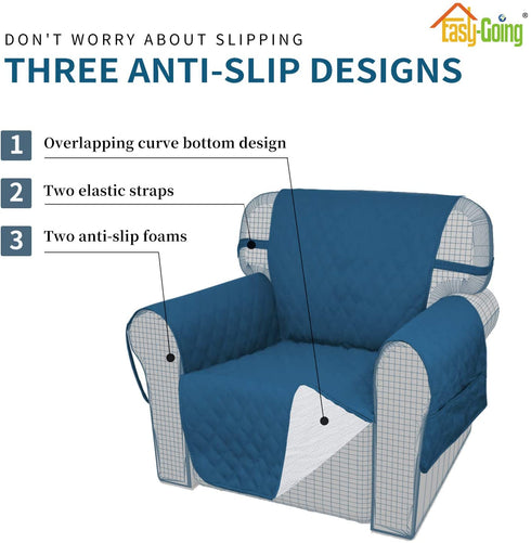 Easy-Going Sofa Slipcover Chair Cover Waterproof Couch Cover Washable Sofa Cover Non-Slip Fabric Furniture Protector with Pocket for Pets Covers Pets Kids Children Dog Cat (Chair, Peacock Blue)