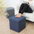 WoneNice Folding Storage Ottoman, Versatile Space-Saving Storage Toy Box with Memory Foam Seat, Max Load 100 kg Linen Navy 12 x 12 x 12 Inch