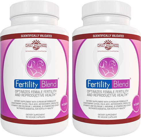 Daily Wellness Fertility Blend for Women - Fertility Supplements for Women, Conception Fertility Prenatal Vitamins, Trying to Conceive Progesterone Supplements, Cycle Support Conception Pills - 2 Pack
