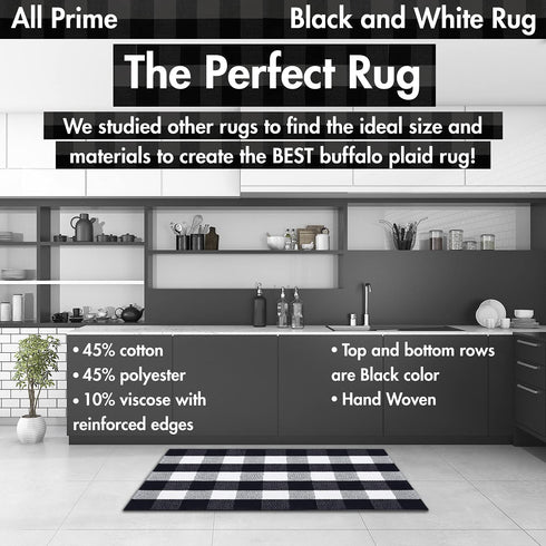 All Prime Buffalo Plaid Rug (Black & White, 24x37)