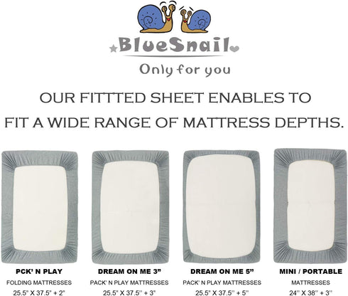 BlueSnail Waterproof Crib Fitted Sheets, Crib Mattress Protector for Standard Crib and Toddler Mattresses(2 Pack,Heather Gray)€¦