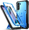 Poetic Revolution Series Case Designed for Samsung Galaxy S21 FE 5G, Built-in Screen Protector Work with Fingerprint ID, Full Body Rugged Shockproof Protective Cover Case with Kickstand, Blue