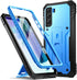 Poetic Revolution Series Case Designed for Samsung Galaxy S21 FE 5G, Built-in Screen Protector Work with Fingerprint ID, Full Body Rugged Shockproof Protective Cover Case with Kickstand, Blue