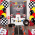 Race Car Birthday Banner and Cake Topper Racing Chequered Flag Hot Wheel Themed Birthday Party Supplies