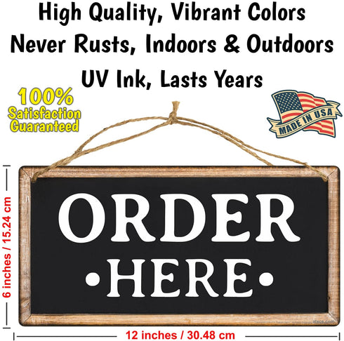 ATX CUSTOM SIGNS - Order Here and Pick Up Here Signs 2 Pack Black and White