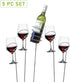 Mind Reader Picnic Wine Sticks, 5 pc Set, 5, Silver Bottle Glass Holder, 5 Count