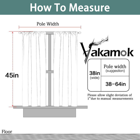 Yakamok Gray Rod Pocket Curtains Room Darkening Thermal Insulated Blackout Curtains for Bedroom, Window Treatment Drapes for Living Room, 38W x 45L Inch, Grey, 2 Panels