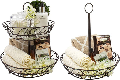 Sorbus® 2-Tier Countertop Fruit Basket Holder & Decorative Bowl Stand”Perfect for Fruit, Vegetables, Snacks, Household Items, and Much More (Bronze)