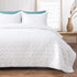 Lucian White Quilt Set Twin Size, Geometric Pattern Stitched Bedspread, Lightweight Breathable Summer Comforter Coverlet Sets for All Season, 1 Quilt (68"x86") and 1 Pillow Sham