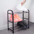 NiHome Shoe Rack Organizer Multipurpose 3-Tier Small Size Vertical Footwear Display Shelf Compact Sturdy Metal Frame Lightweight 6 Pairs for Closet Hallway Entryway Living Room Bedroom Attom (Black)