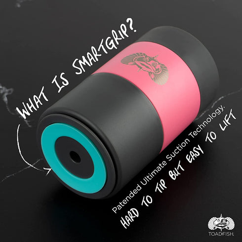 Toadfish Non-Tipping Can Cooler for 12oz Cans - Suction Cup Cooler for Beer & Soda - Includes Slim Can Adapter - Stainless Steel Double-Wall Vacuum Insulated Cooler - Pink