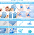 EAF 1st Birthday Boy Decorations 78PCS Blue 1st Birthday Decorations for Boy with Blue Tinsel Curtain, 12 Months Photo Banner, 1st Birthday Highchair Banner, I AM ONE and Happy Birthday Banner