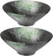 MULAPOH 7 Inch Porcelain Soup Bowls, 24 Ounces Japanese Ramen Noodle Bowl set of 2 for Pho, Udon, Soba and Wonton (Green Pattern)
