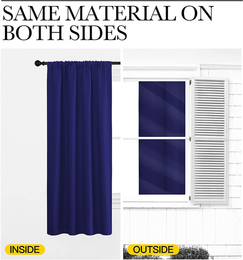 NICETOWN Curtains for Bedroom, Blackout Draperies, All Season Thermal Insulated Solid Rod Pocket Top Blackout Curtains & Drapes for Kid's Room (Navy Blue, 1 Pair, 42 x 63 Inch)