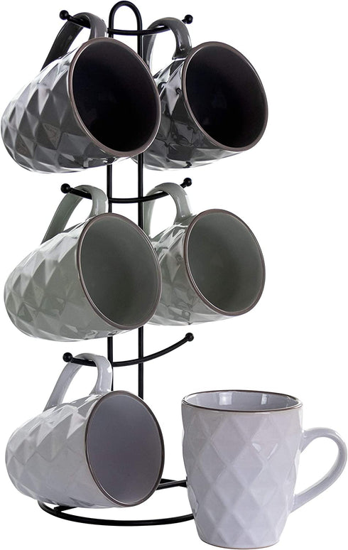 Elama Wave Series Mug Set, 12 oz, Assorted Grey 1
