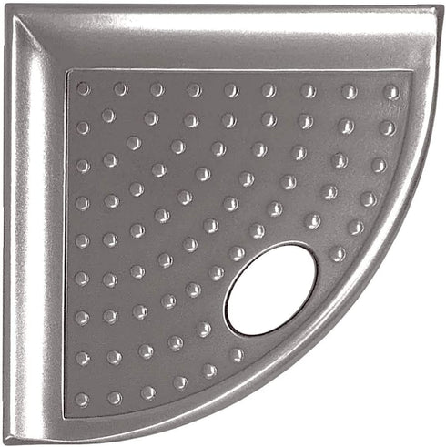Questech Metro Flatback Bathroom Corner Shower Shelf, Wall Mounted Foot Rest, 5 Inches, Brushed Nickel Metal Finish