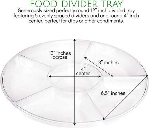Plasticpro 6 Sectional Round Plastic Serving Tray/Platter (4, Clear)