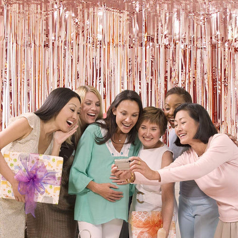 Rose Gold Baby Shower Decorations for Girl Pink Gold Its A Girl Baby Shower Banner Rose Gold OH Baby Foil Letter Balloons Rose Gold Foil Fringe Curtains Tissue Pom Poms Honeycomb Balls by HappyField