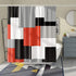DESIHOM Red Modern Shower Curtain with 12 Metal Double Glide Hooks, Geometric Gray Black Shower Curtain Black Red Bathroom Accessories 72x72 Inch