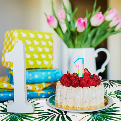 2 Pieces Hawaii Palm Leaves Tablecloth Disposable Plastic Tropical Rectangular Table Covers for Birthday, Luau Decorations, Kitchen Dining Room, Baby Shower Decorations (51.2 x 86.6 Inch)