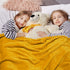 BT.WA Throw Blanket with Pompom Fringe Soft Cozy Flannel Blanket for Couch Sofa Bed Camping Travel Home Decor (Yellow, 51"x63")