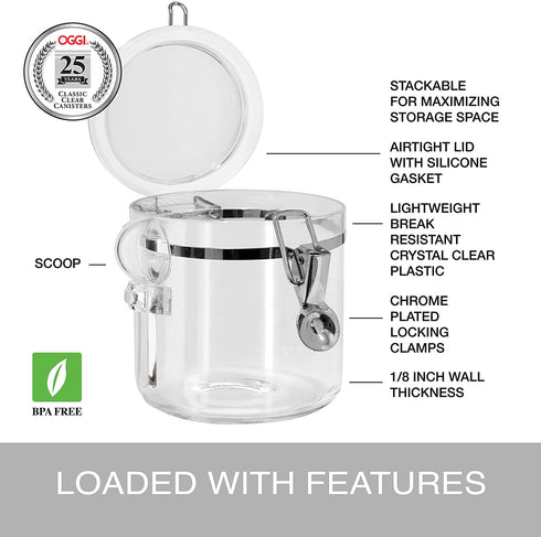 Oggi Clear Canister Food Storage Container Set, 4-Piece