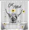 EOBTAIN Get Naked Highland Cow Shower Curtain Farmhouse Animal with Sunflowers Yellow Floral Funny Bull Grey Western Cattle Modern Bathroom Curtain Easy Care 69x70Inches Waterproof Fabric 12 Hooks